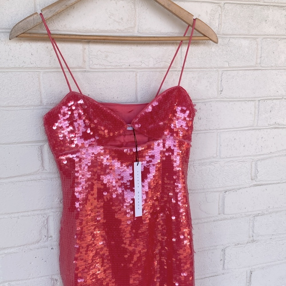 NWT Susana Monaco Sequin Mini Dress in Pink Azalea - Picture 3 of 10